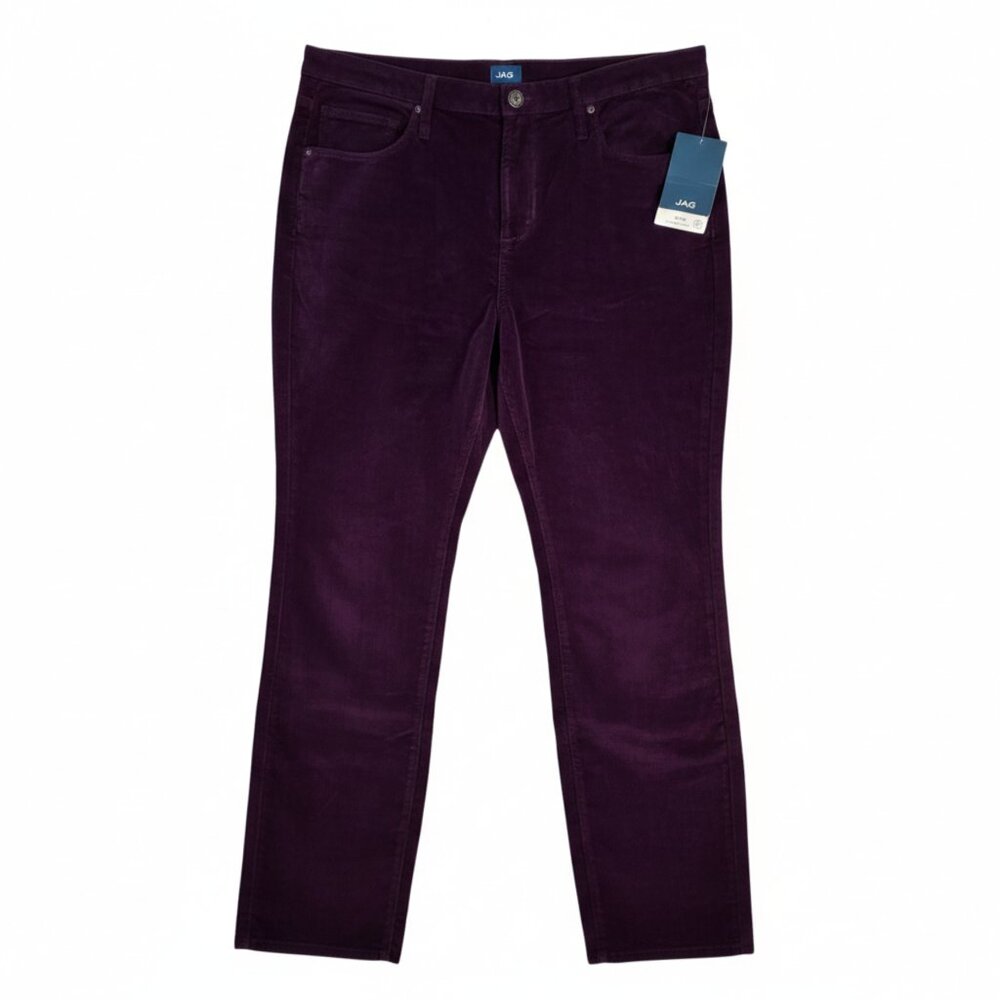 NWT | JAG Ruby Mid Rise Straight Leg Plum Purple Velvet Corduroy Pants | 40W